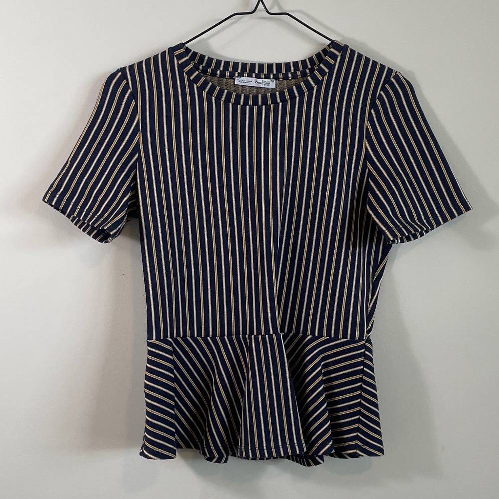 Zara Striped Peplum Shirt